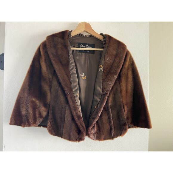 Steve Butcher Vintage Brown Beaver Shawl Cape 1950’s Made In Detroit - Picture 1 of 6